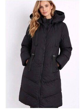 S+S Saint & Sinner Womens Puffer Coat Black Winter Parka L Large EUC